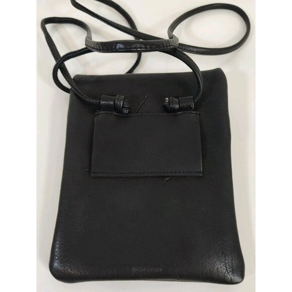 Fossil Leather Crossbody Passport Travel Bag Black Vintage Belt Loop 5.5x7x1 - Picture 2 of 6